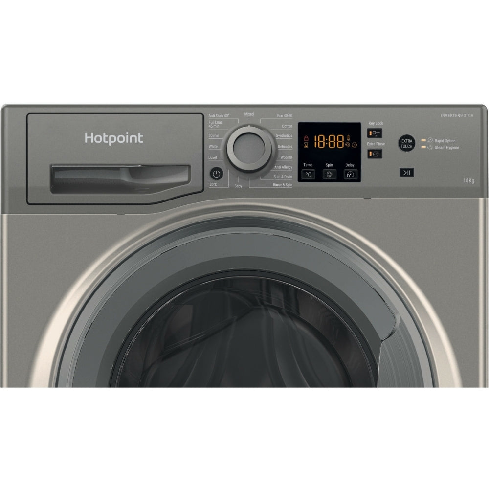 Hotpoint NSWM 1046 GG UK Washing Machine, 10kg, 1400 Spin, Grey, A Rated - image 7