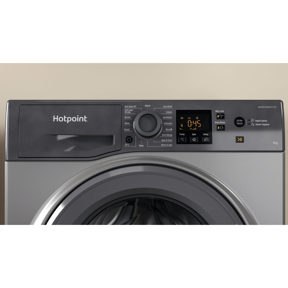 Hotpoint NSWM 946 GG UK Washing Machine, 9kg, 1400 Spin, Grey, A Rated - image 11