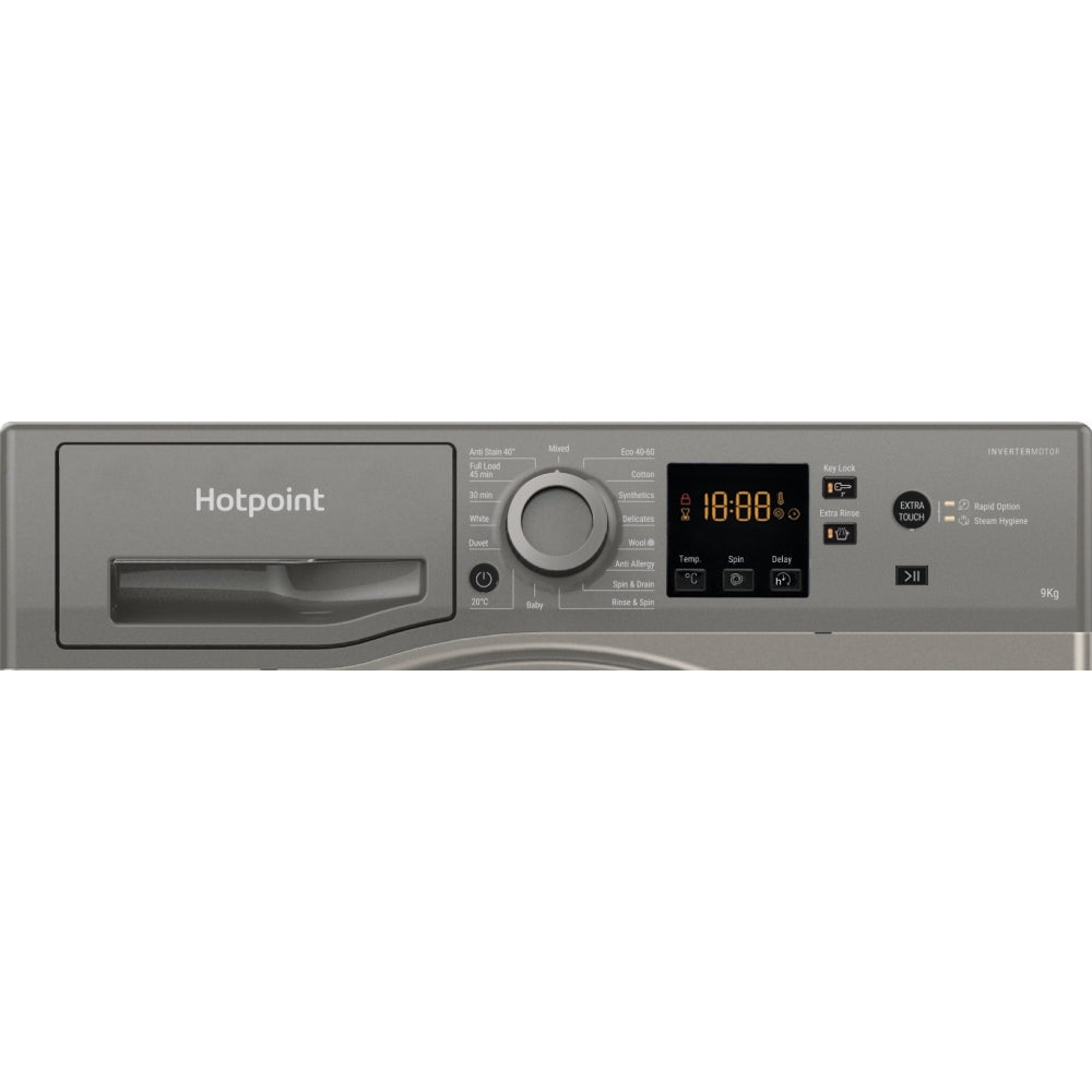 Hotpoint NSWM 946 GG UK Washing Machine, 9kg, 1400 Spin, Grey, A Rated - image 9