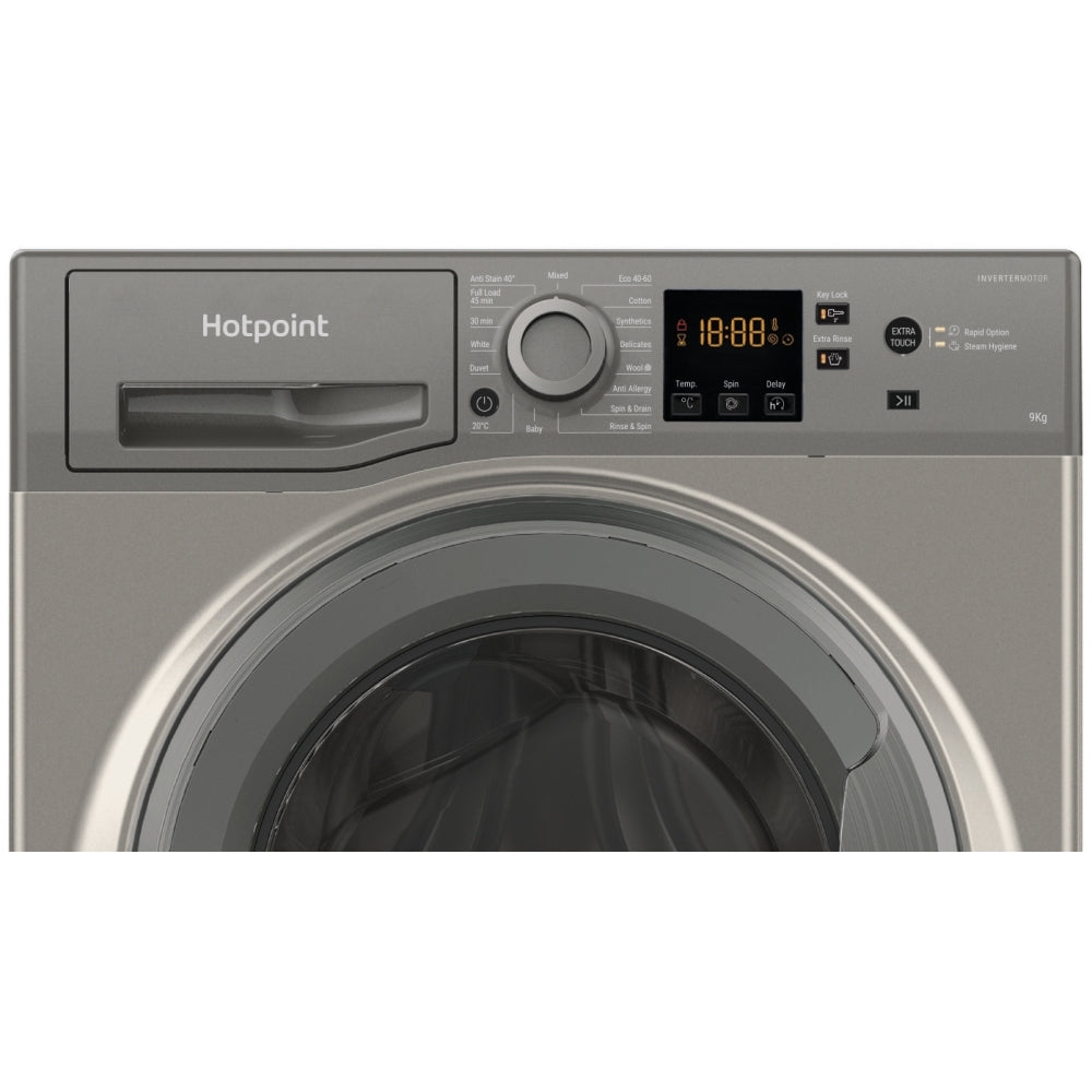 Hotpoint NSWM 946 GG UK Washing Machine, 9kg, 1400 Spin, Grey, A Rated - image 10