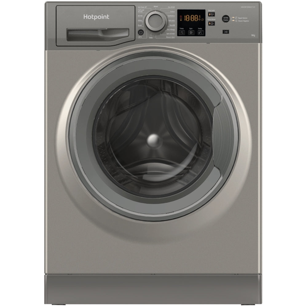 Hotpoint NSWM 946 GG UK Washing Machine, 9kg, 1400 Spin, Grey, A Rated - image 1