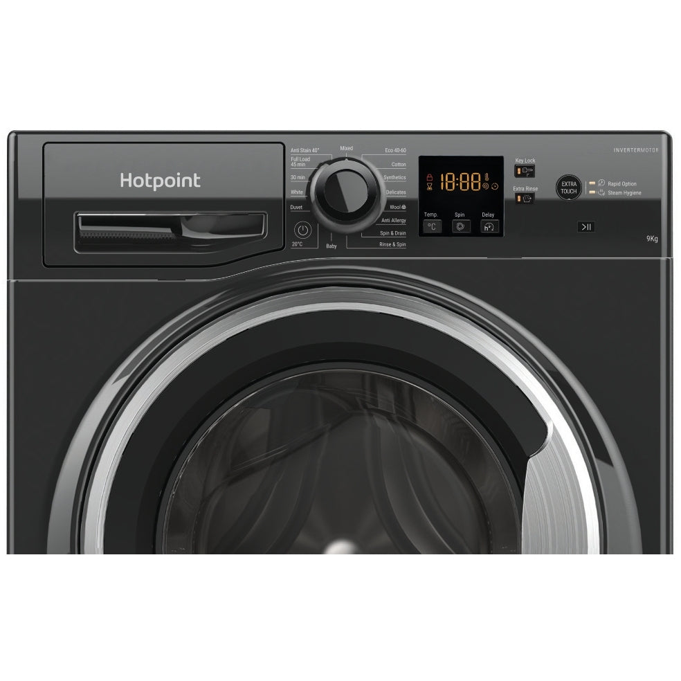 Hotpoint NSWM 946 BS UK Washing Machine, 9kg, 1400 Spin, Black, A Rated - image 9