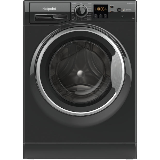 Hotpoint NSWM 946 BS UK Washing Machine, 9kg, 1400 Spin, Black, A Rated - image 1