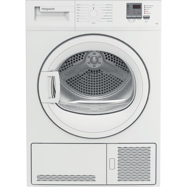 Hotpoint C HD C92 WWGD UK Condenser Tumble Dryer, 9kg, White, B Rated - image 1
