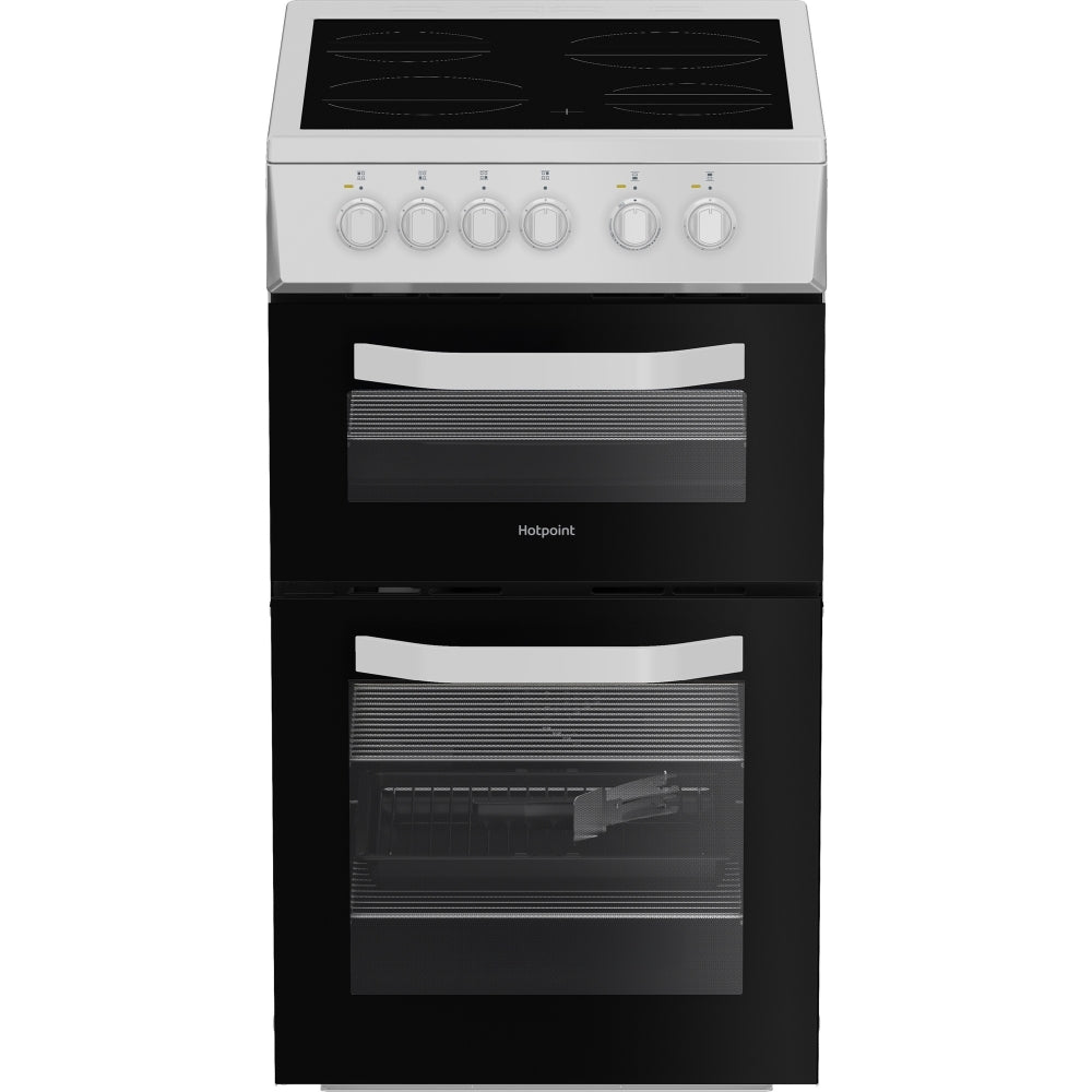 Hotpoint HTE5VCW Ceramic Electric Cooker with Separate Grill, White, A Rated - image 1