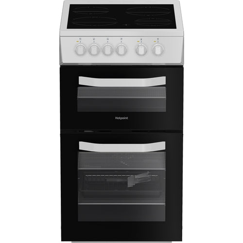 Hotpoint HTE5VCW Ceramic Electric Cooker with Separate Grill, White, A Rated