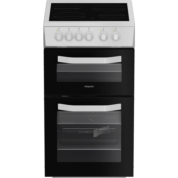 Hotpoint HTE5VCW Ceramic Electric Cooker with Separate Grill, White, A Rated - image 1