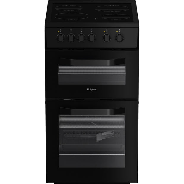 Hotpoint HTE5VCB Ceramic Electric Cooker with Separate Grill, Black, A Rated - image 1