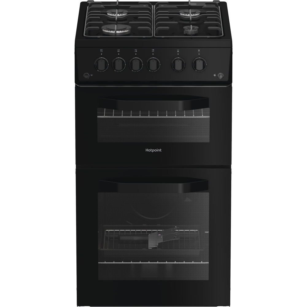 Hotpoint HTG5GCB Gas Cooker with Separate Grill, Black, A+ Rated - image 1