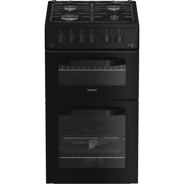 Hotpoint HTG5GCB Gas Cooker with Separate Grill, Black, A+ Rated - image 1