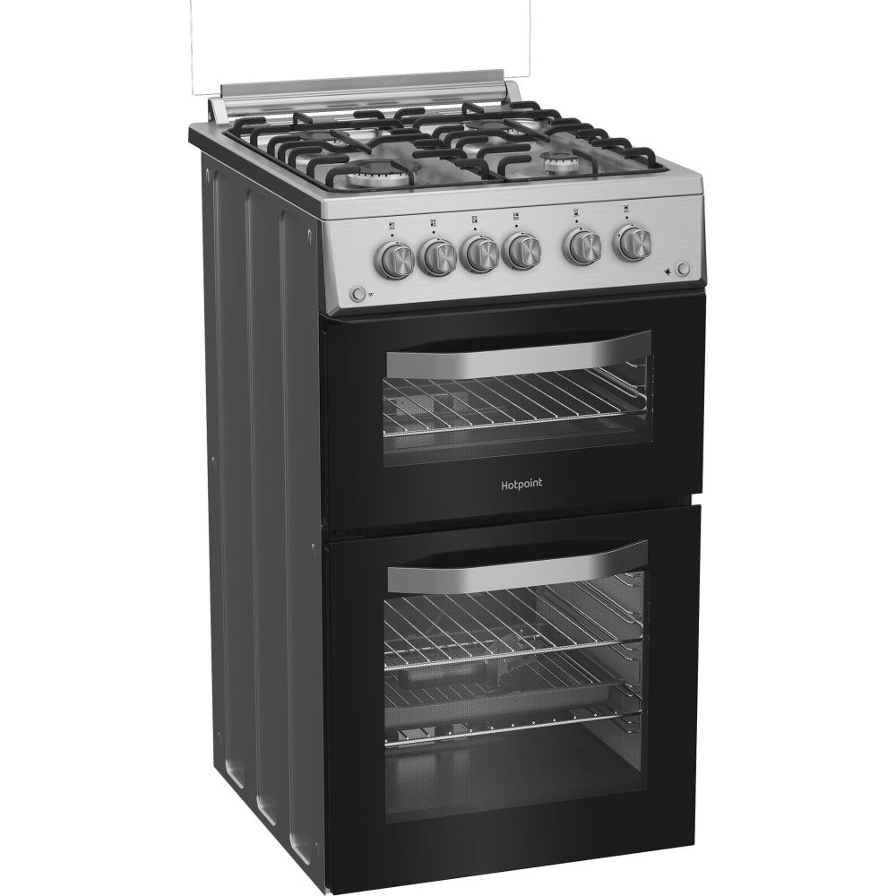 Hotpoint HDG5GDCX Gas Cooker with Double Oven, Stainless Steel, A+ Rated - image 3