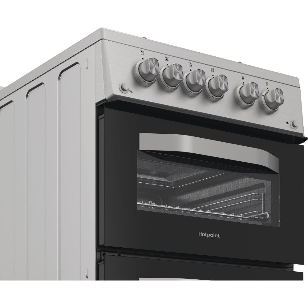 Hotpoint HDG5GDCX Gas Cooker with Double Oven, Stainless Steel, A+ Rated - image 4