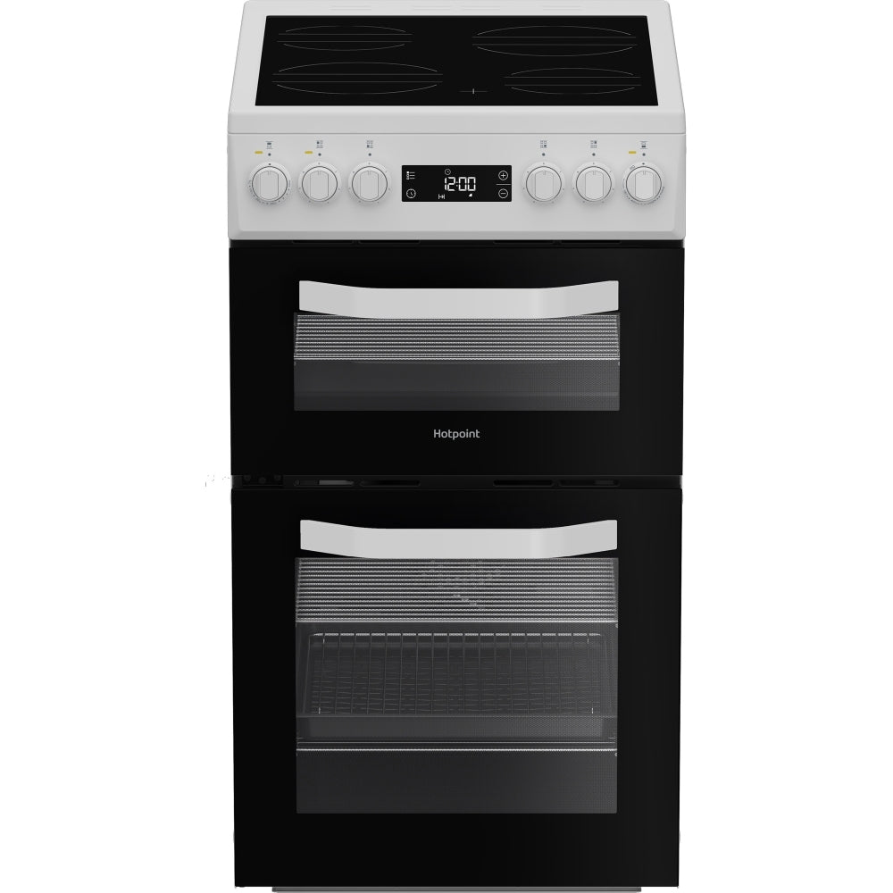 Hotpoint HDE5VDCW Ceramic Electric Cooker with Double Oven, White, A Rated - image 1