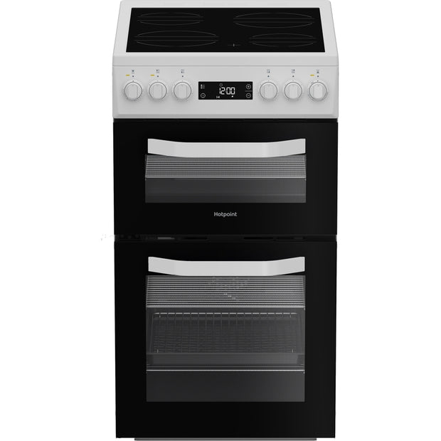 Hotpoint HDE5VDCW Ceramic Electric Cooker with Double Oven, White, A Rated - image 1