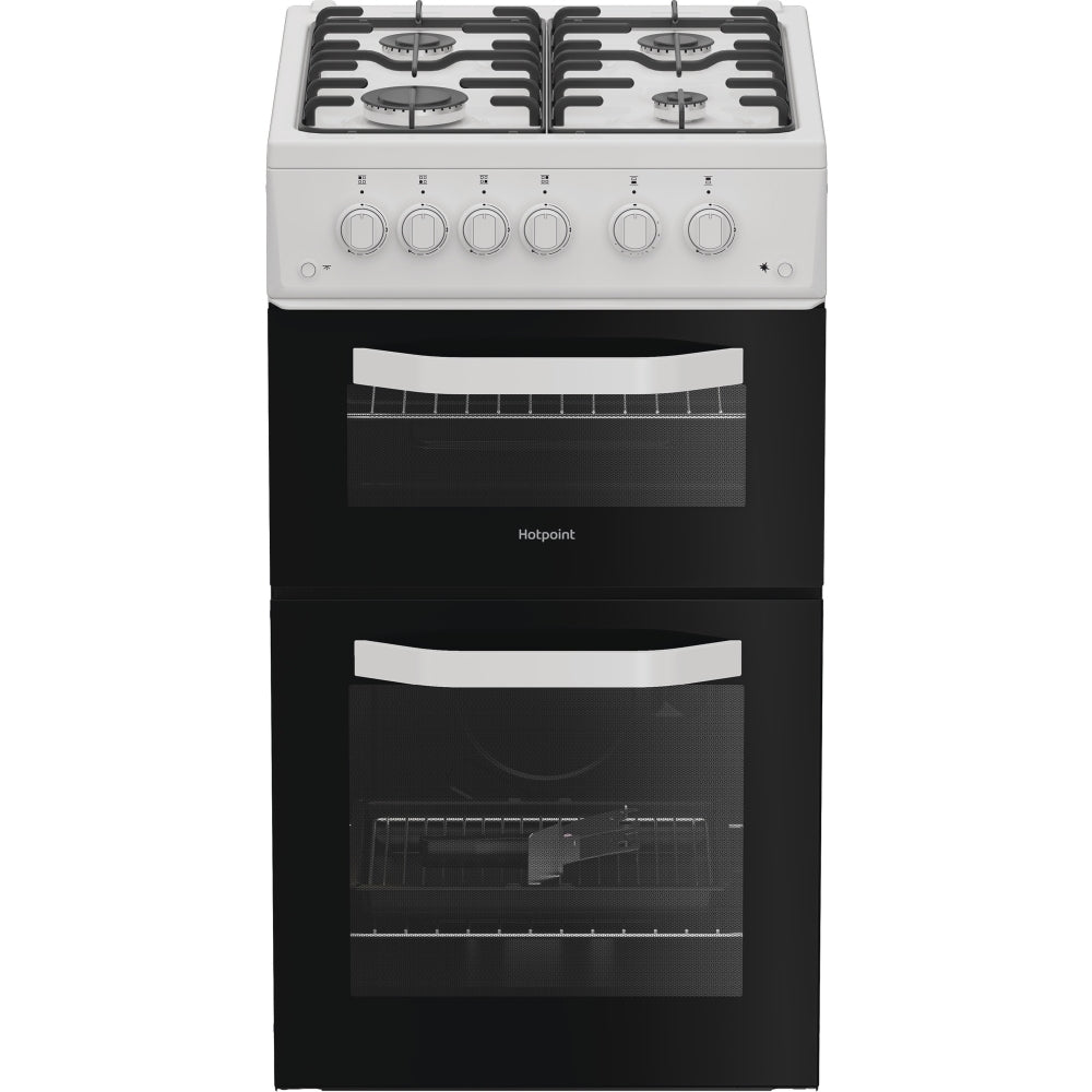 Hotpoint HTG5GCW Gas Cooker with Separate Grill, White, A+ Rated - image 1
