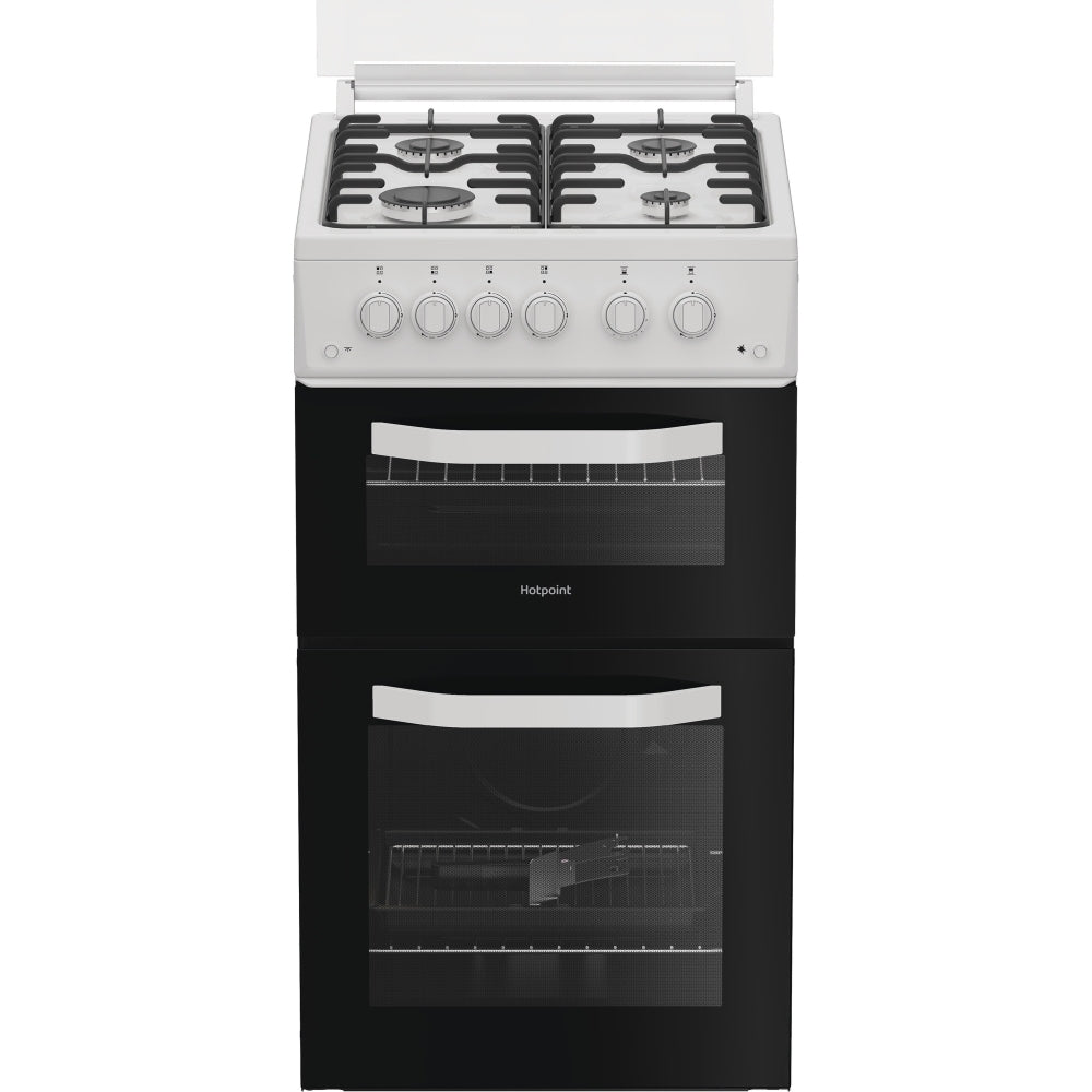 Hotpoint HTG5GCWL Gas Cooker with Separate Grill, White, A+ Rated - image 1
