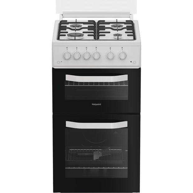 Hotpoint HTG5GCWL Gas Cooker with Separate Grill, White, A+ Rated - image 1