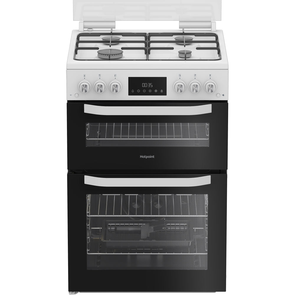 Hotpoint HTG6GDCW Gas Cooker with Separate Grill, White, A+ Rated - image 1