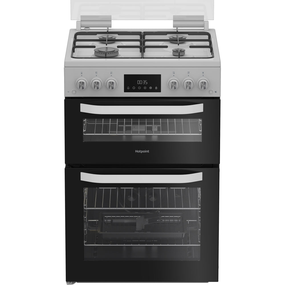 Hotpoint HDG6GDCW Gas Cooker with Double Oven, White, A+ Rated - image 1