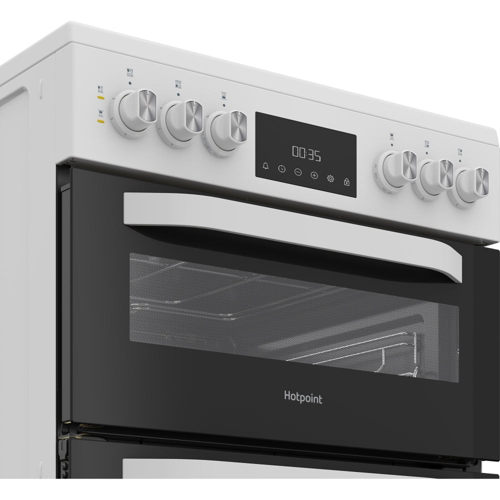 Hotpoint HDE6VDW Ceramic Electric Cooker with Double Oven, White, A Rated - image 3