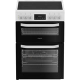 Hotpoint HDE6VDW Ceramic Electric Cooker with Double Oven, White, A Rated - image 1