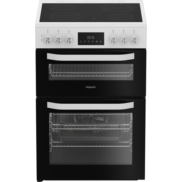 Hotpoint HDE6VDW Ceramic Electric Cooker with Double Oven, White, A Rated - image 1