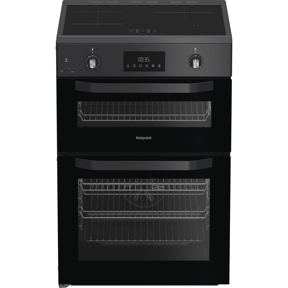 Hotpoint HDE6IDC2SA Induction Electric Cooker with Double Oven, Grey, A Rated - image 1