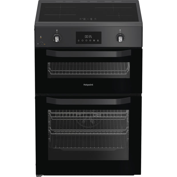 Hotpoint HDE6IDC2SA Induction Electric Cooker with Double Oven, Grey, A Rated - image 1