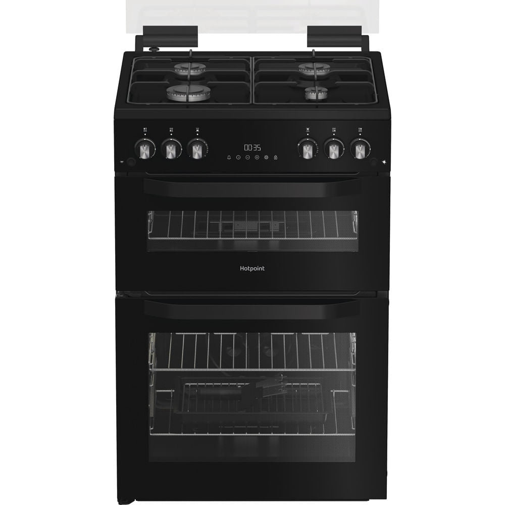 Hotpoint HDG6GDCB1 Gas Cooker with Double Oven, Black, A+ Rated - image 1