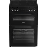Hotpoint HDE6VDB1 Ceramic Electric Cooker with Double Oven, Black, A Rated - image 1