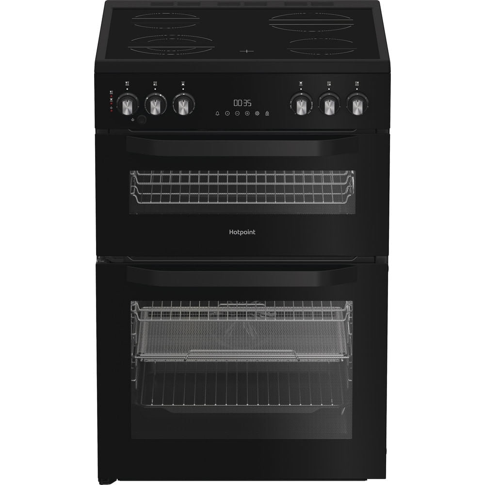 Hotpoint HDE6VDCASB1 Ceramic Electric Cooker with Double Oven, Black, A Rated - image 1