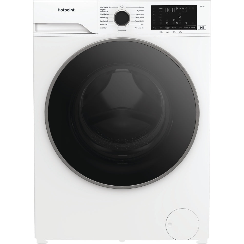 Hotpoint HBD9681ANTSTAIN Washer Dryer, 9kg/6kg, 1400 Spin, White, D Rated - image 1