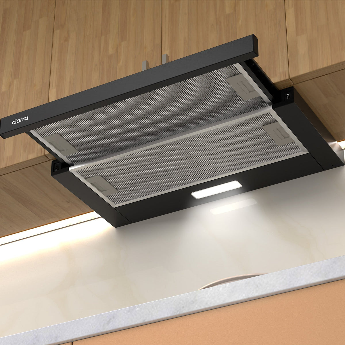 CIARRA 60cm Telescopic Cooker Hood Black CBCB6906D-OW