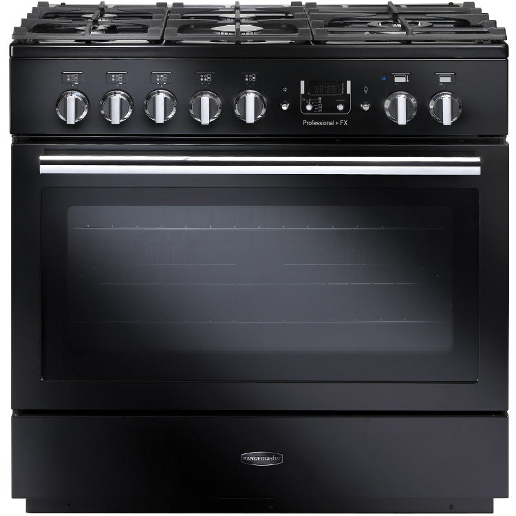 Rangemaster PROP90FXDFFGB/C Professional Plus FX Black / Chrome 90cm Dual Fuel Range Cooker - product image 1