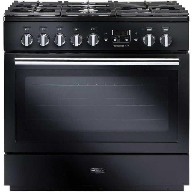Rangemaster PROP90FXDFFGB/C Professional Plus FX Black / Chrome 90cm Dual Fuel Range Cooker - product image 1