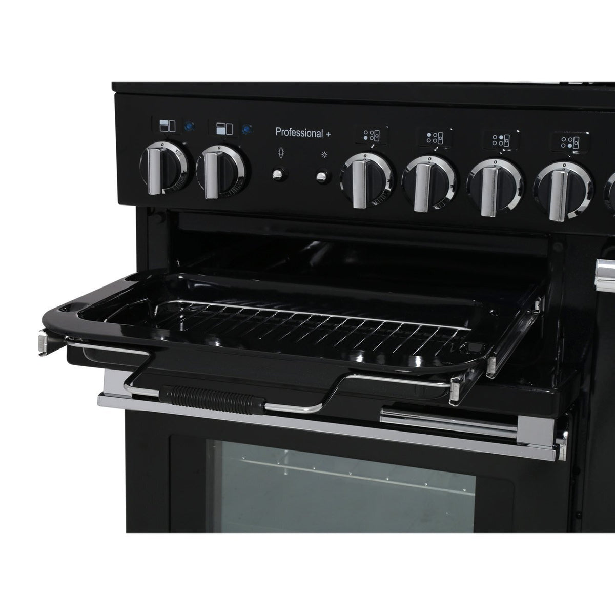 Rangemaster PROP90DFFGB/C Professional Plus Black / Chrome 90cm Dual Fuel Range Cooker - product image 3