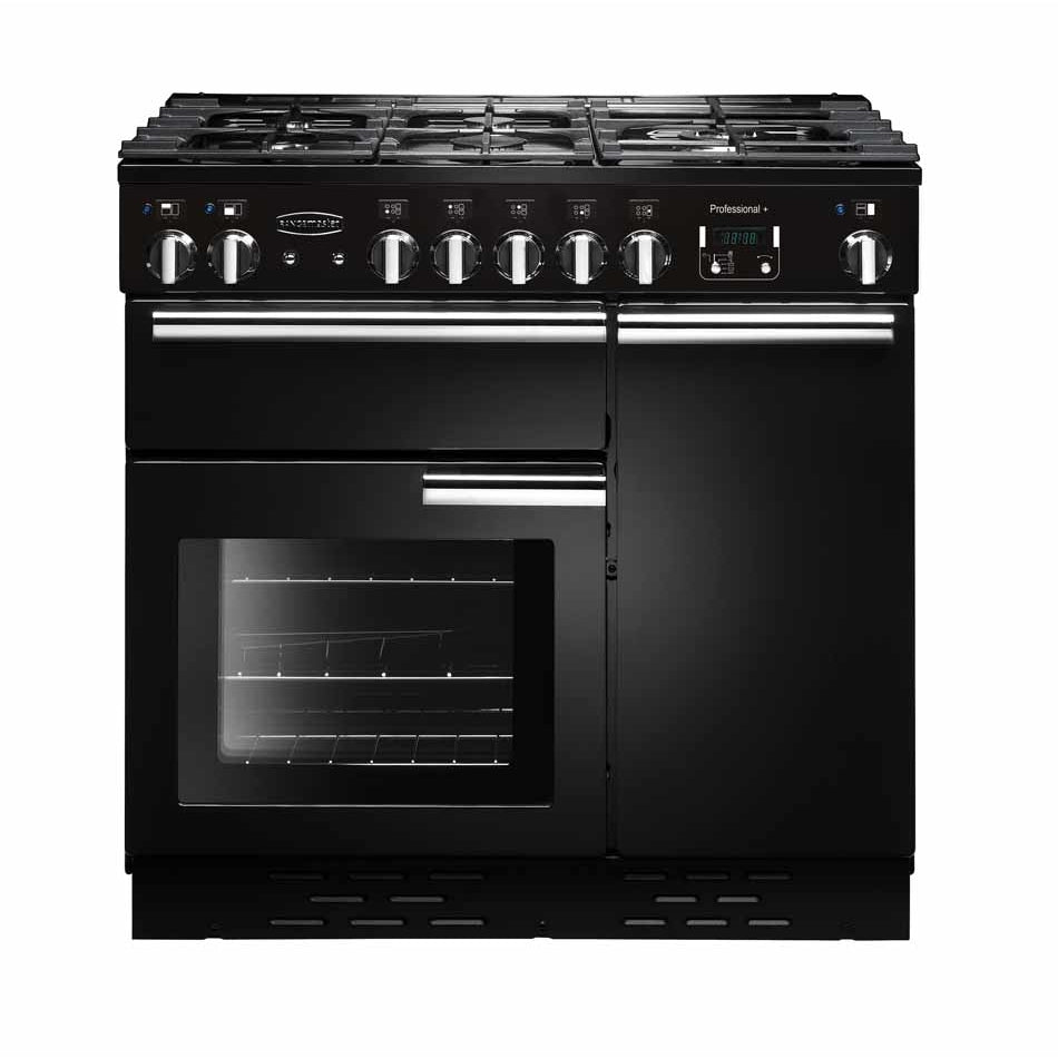 Rangemaster PROP90DFFGB/C Professional Plus Black / Chrome 90cm Dual Fuel Range Cooker - product image 1