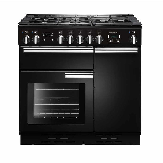 Rangemaster PROP90DFFGB/C Professional Plus Black / Chrome 90cm Dual Fuel Range Cooker - product image 1