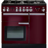 Rangemaster PROP90DFFCY/C Professional Plus Cranberry / Chrome 90cm Dual Fuel Range Cooker - product image 1
