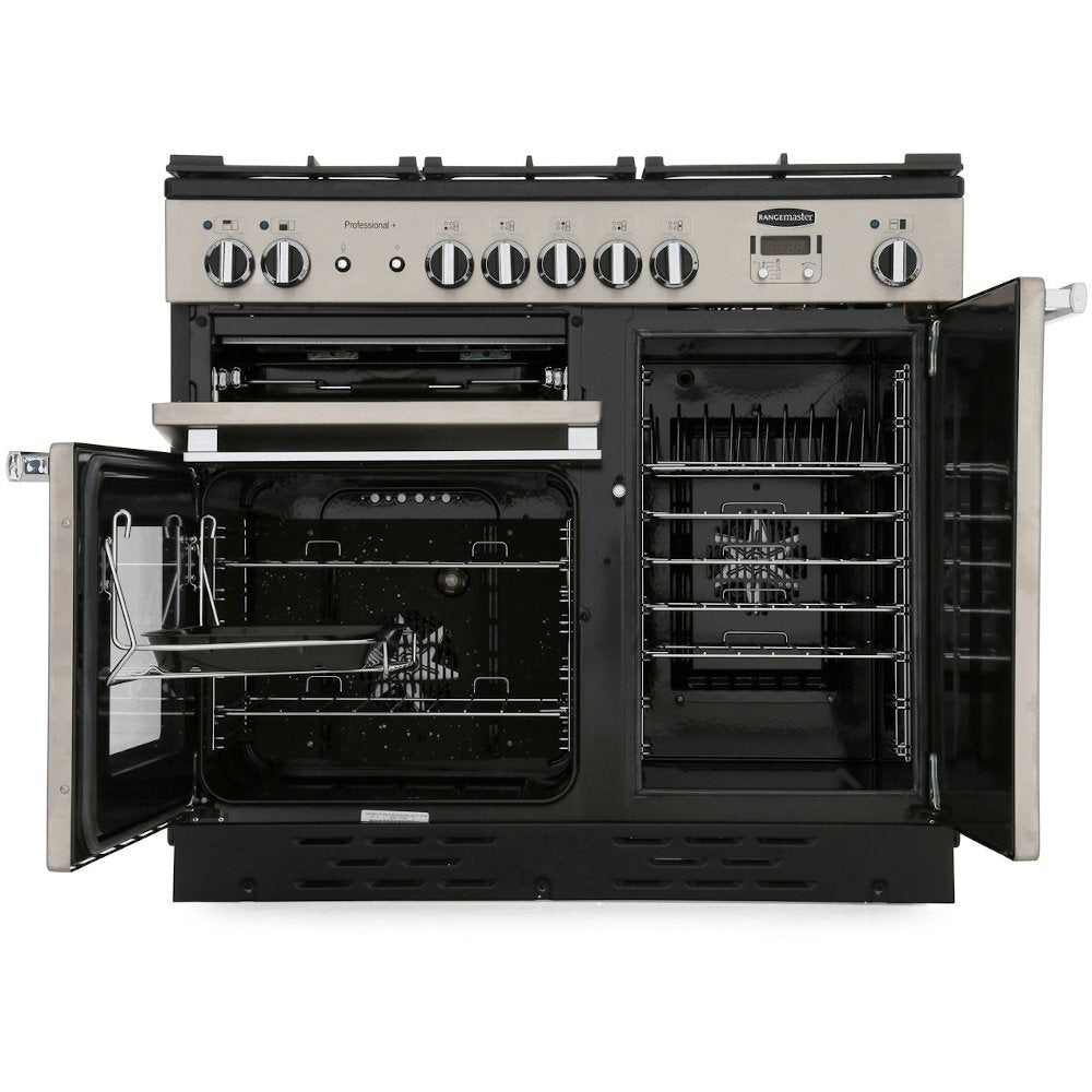 Rangemaster PROP100DFFSS/C Professional Plus Stainless Steel / Chrome 100cm Dual Fuel Range Cooker - product image 4