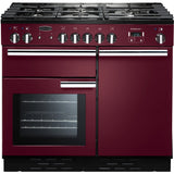 Rangemaster PROP100DFFCY/C Professional Plus Cranberry / Chrome 100cm Dual Fuel Range Cooker - product image 1