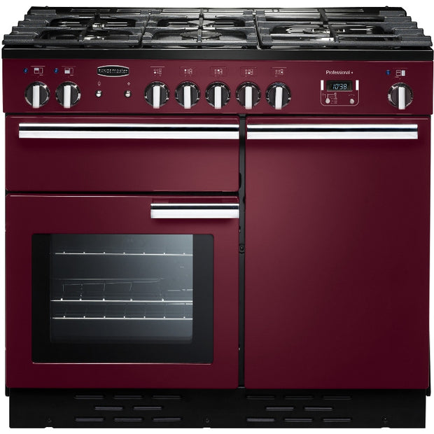 Rangemaster PROP100DFFCY/C Professional Plus Cranberry / Chrome 100cm Dual Fuel Range Cooker - product image 1