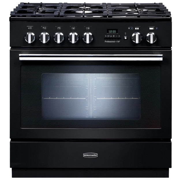 Rangemaster PROP90FXPDFFGB/C Professional Plus FXP Black / Chrome 90cm Dual Fuel Range Cooker - product image 1