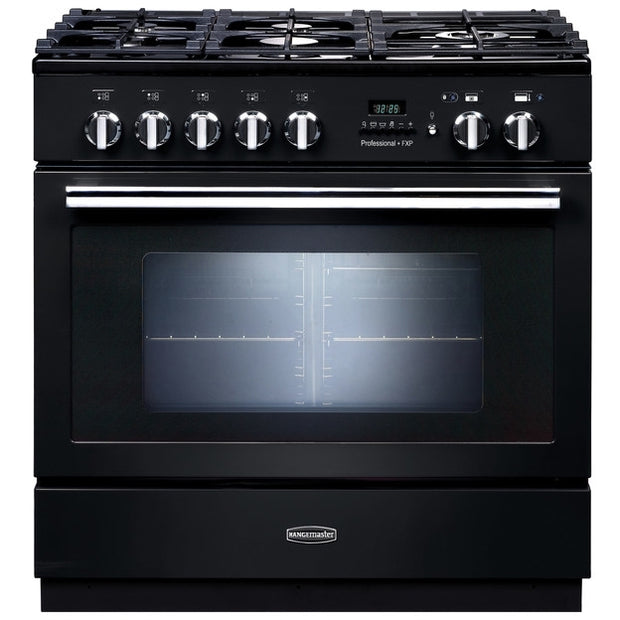 Rangemaster PROP90FXPDFFGB/C Professional Plus FXP Black / Chrome 90cm Dual Fuel Range Cooker - product image 1