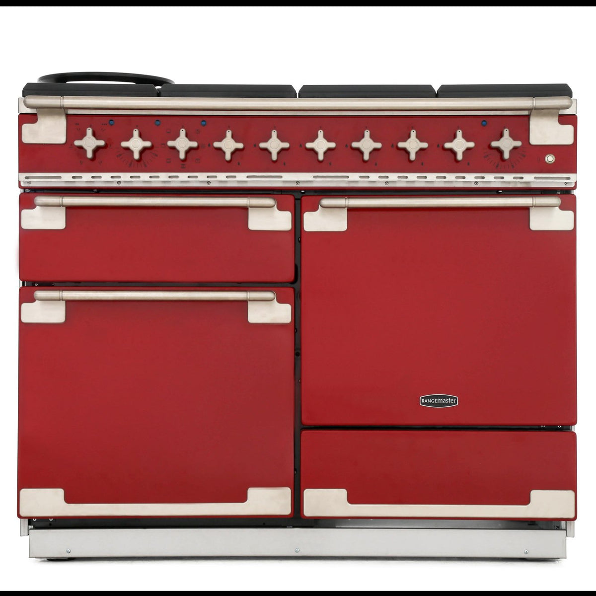 Rangemaster ELS110DFFRD Elise Cherry Red / Brushed Nickel 110cm Dual Fuel Range Cooker - product image 3