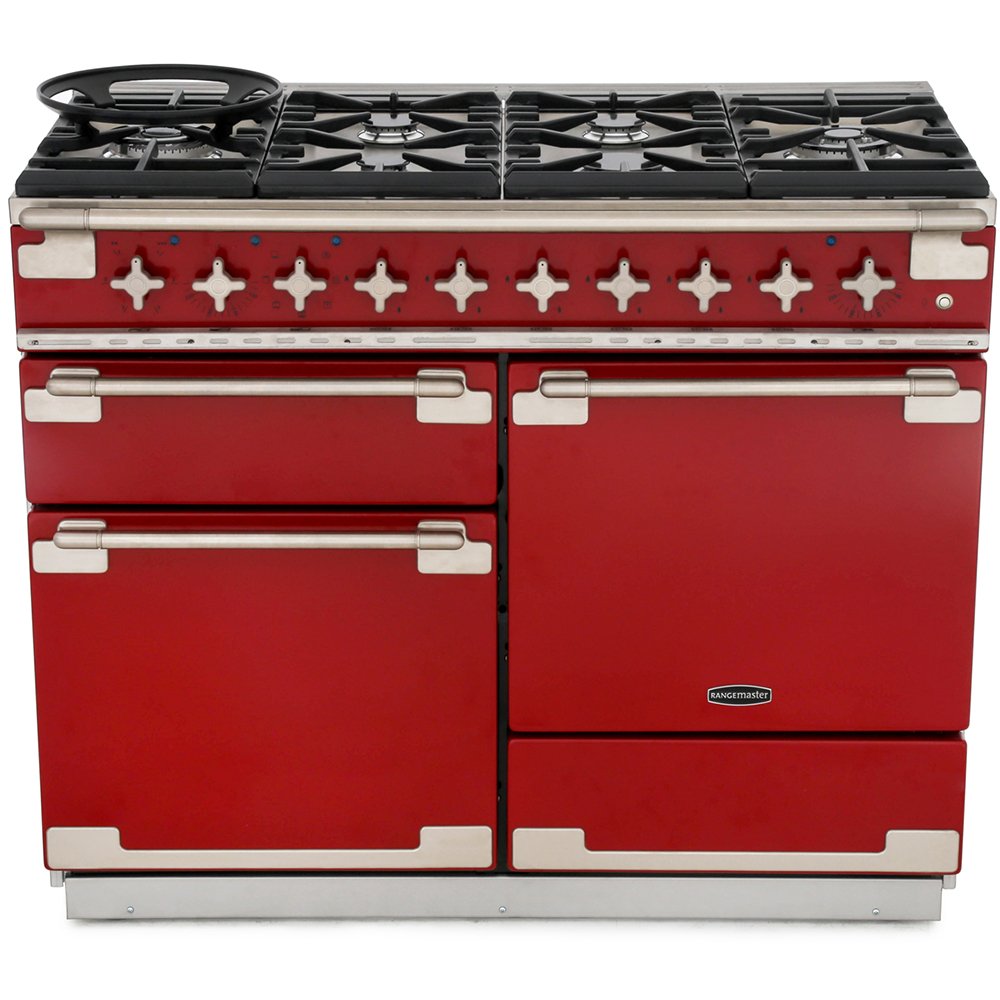 Rangemaster ELS110DFFRD Elise Cherry Red / Brushed Nickel 110cm Dual Fuel Range Cooker - product image 1