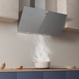 CIARRA 90cm Brushed Silver Glass Angled Cooker Hood With Touch Control A+++ CBCS9736H-S