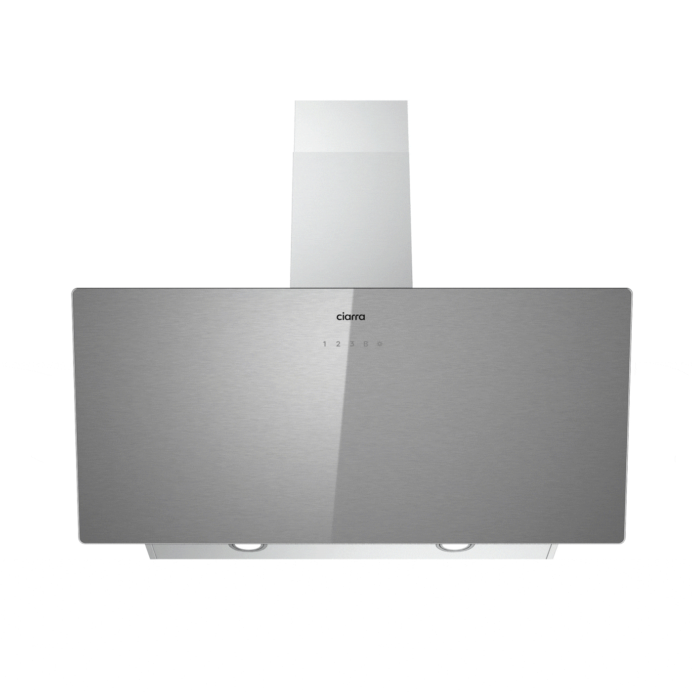 CIARRA 90cm Brushed Silver Glass Angled Cooker Hood With Touch Control A+++ CBCS9736H-S