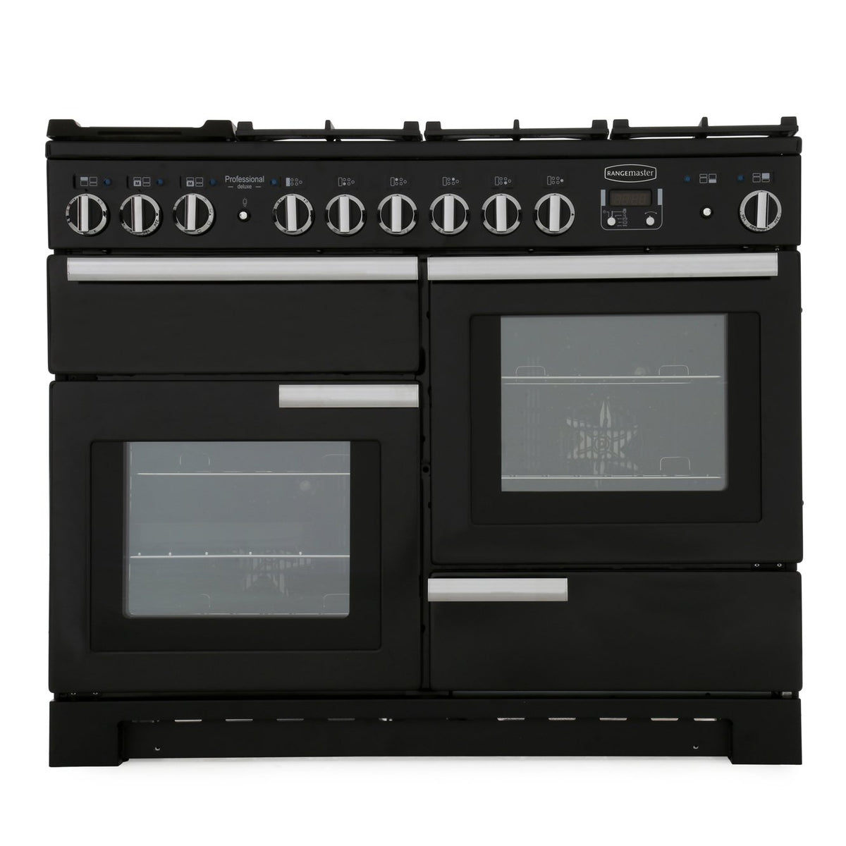 Rangemaster PDL110DFFGB/C Professional Deluxe Black / Chrome 110cm Dual Fuel Range Cooker - product image 3
