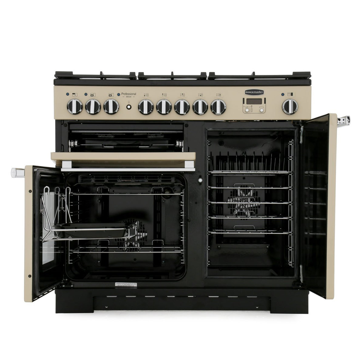 Rangemaster PDL100DFFCR/C Professional Deluxe Cream / Chrome 100cm Dual Fuel Range Cooker - product image 2
